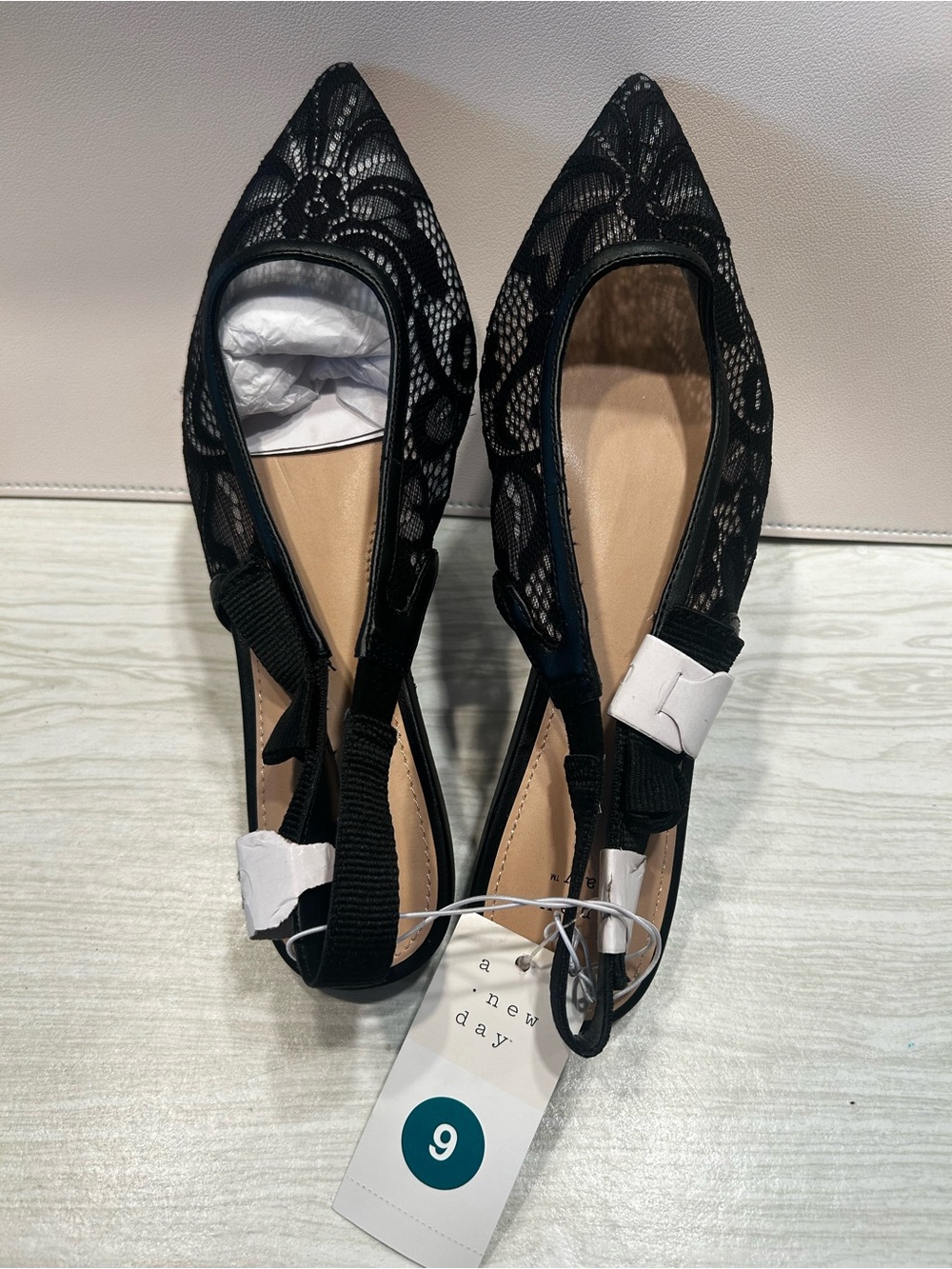 a new day Black Lace Slingback Flats